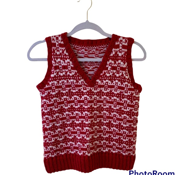 Hand Crafted Sweaters Vintage Handmade Knit Sweater Vest In Size